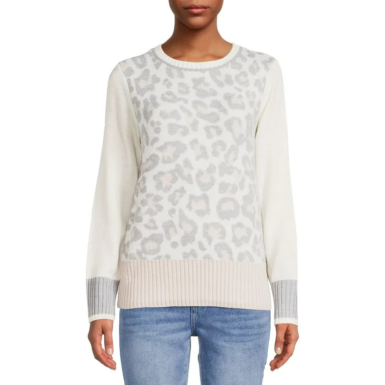 BeachLunchLounge Women's Leopard Pullover Sweater - Walmart.com | Walmart (US)