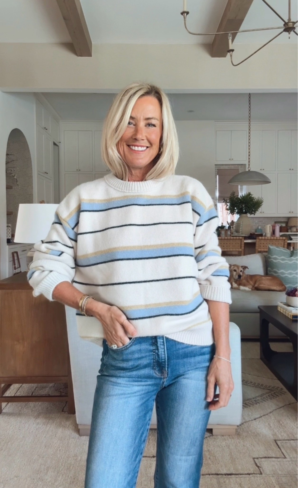 Such a cozy sweater, obsessed with the blue stripes!

Sweater: small
Jeans: 25

#LTKgrwm #LTKOver40 #LTKSeasonal