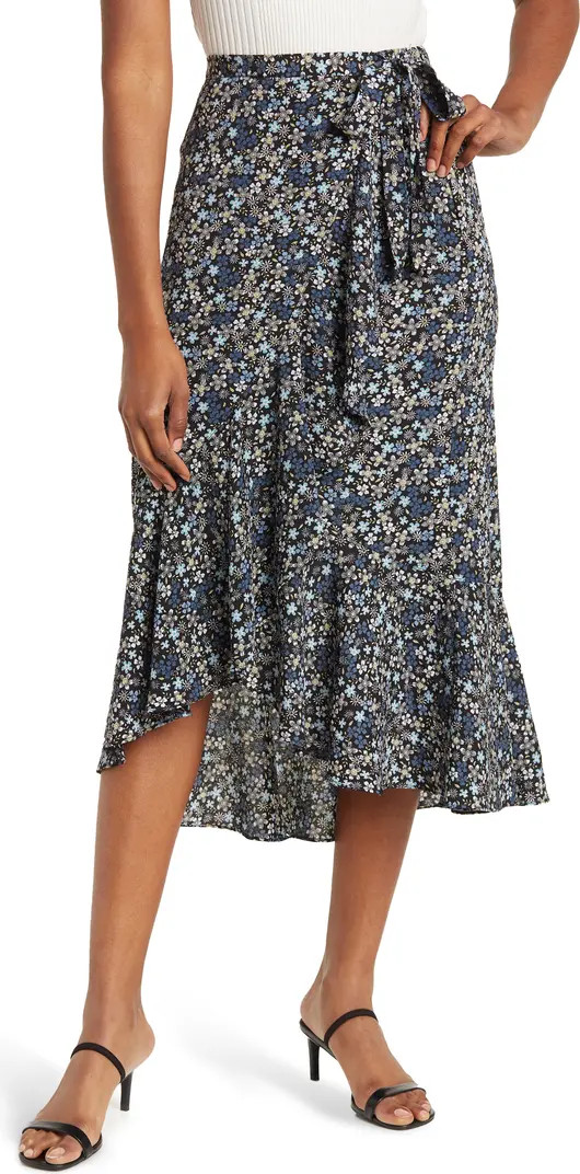 Floral Faux Wrap Ruffle Hem Maxi Skirt | Nordstrom Rack