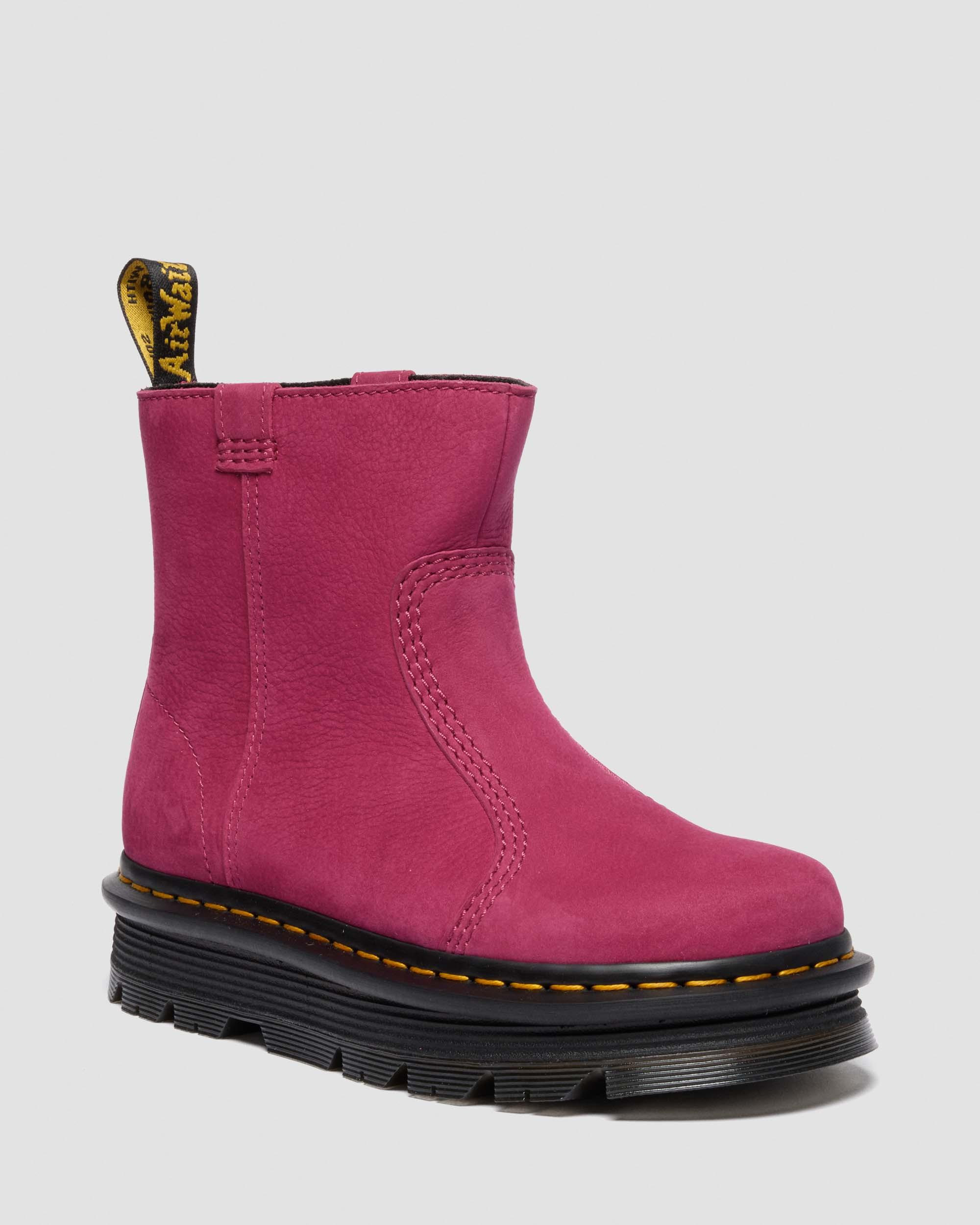 Zebzag Rigger Slip On Nubuck Boots in Fuchsia Pink | Dr. Martens | Dr. Martens