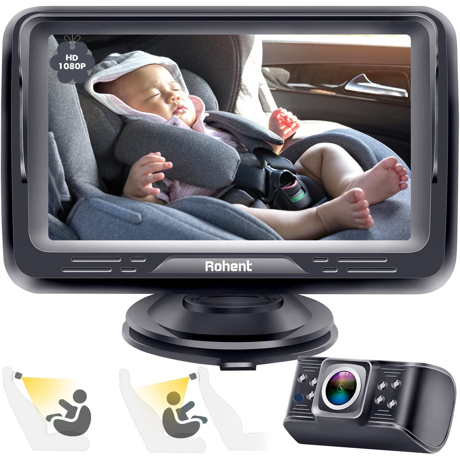 Baby Car Camera HD 1080P Baby Car Mirror 5 Mins Easy Installation Crystal Night Vision Infant Tra... | Amazon (US)