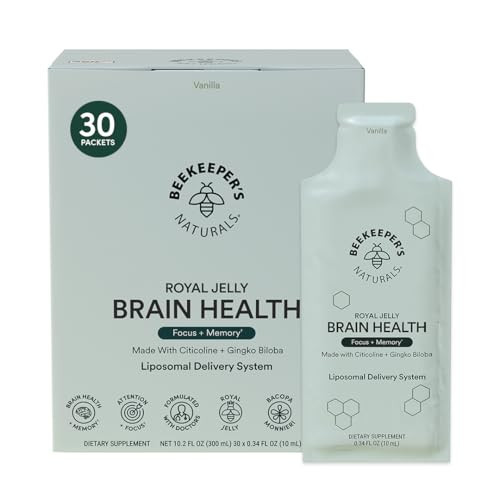 Nootropic Brain Supplement by Beekeeper's Naturals, 500mg Citocoline, Ginkgo Biloba, Bacopa Monnieri & Royal Jelly, Supports Focus & Memory, Easier Absorption, Plus a Tasty Vanilla Flavor, 30ct | Amazon (US)