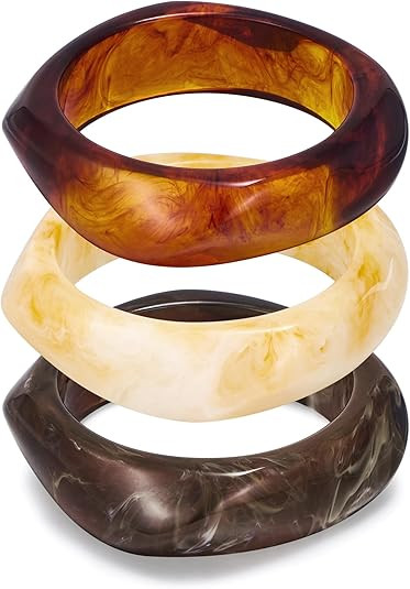 Chunky Resin Bracelet for Women Vintage Tortoiseshell Resin Bangle Bracelets Set Wide Acetate Wri... | Amazon (US)