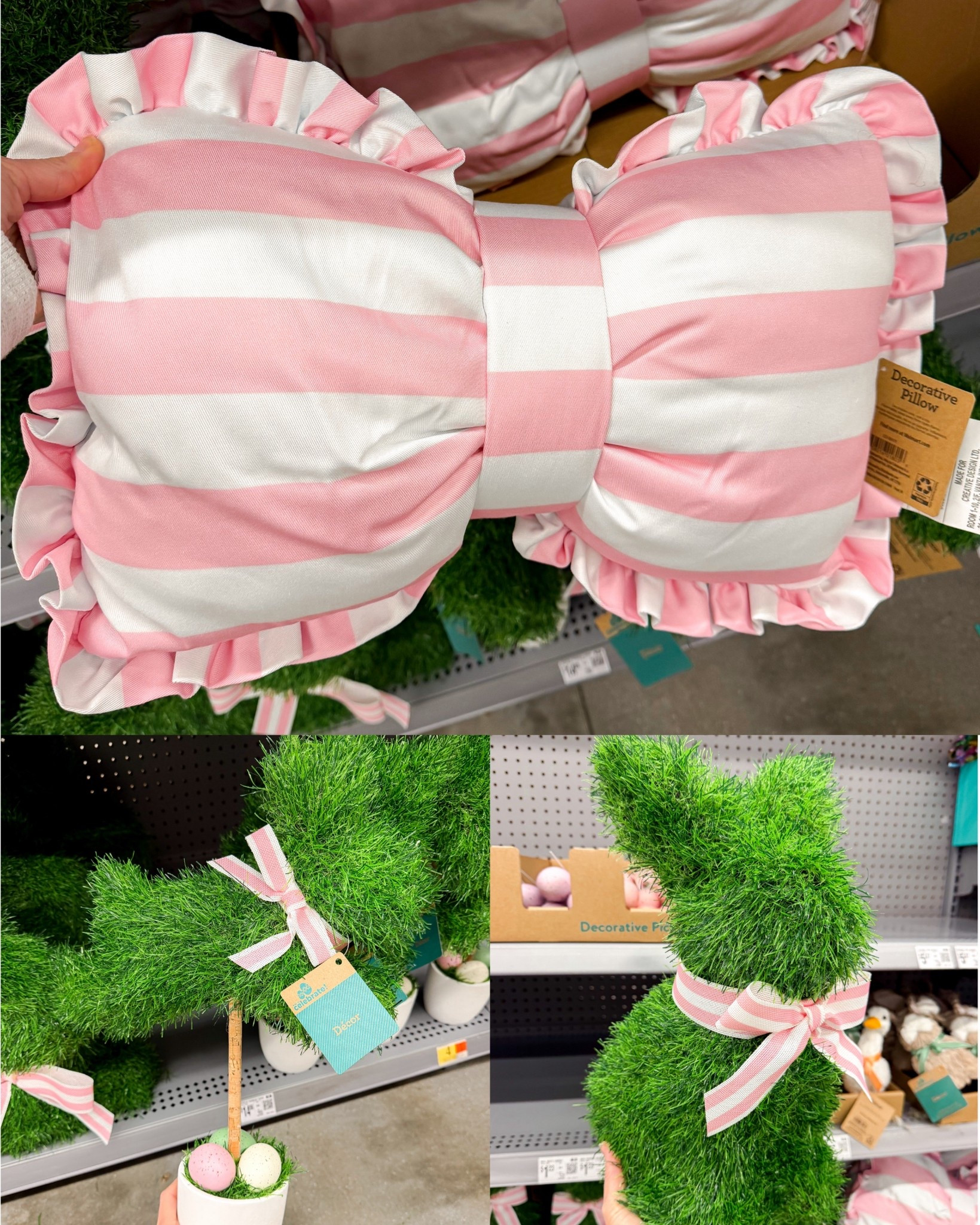 Walmart Easter & Spring Decor
Bow Pillow 
Grass Covered Bunnies

#LTKSeasonal #LTKHome #LTKSaleAlert