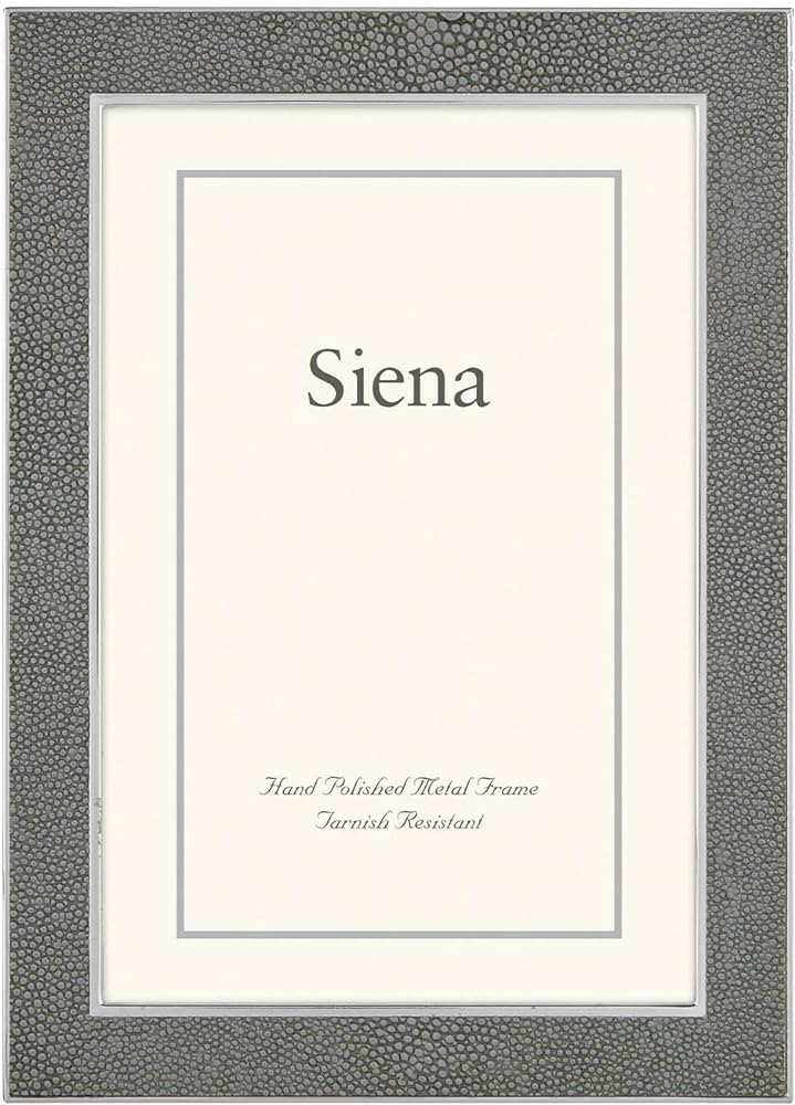 Siena 4x6 Tarnish Resistant Silver Metal Picture Frame with Faux Shagreen, Fashionable Design & V... | Amazon (US)
