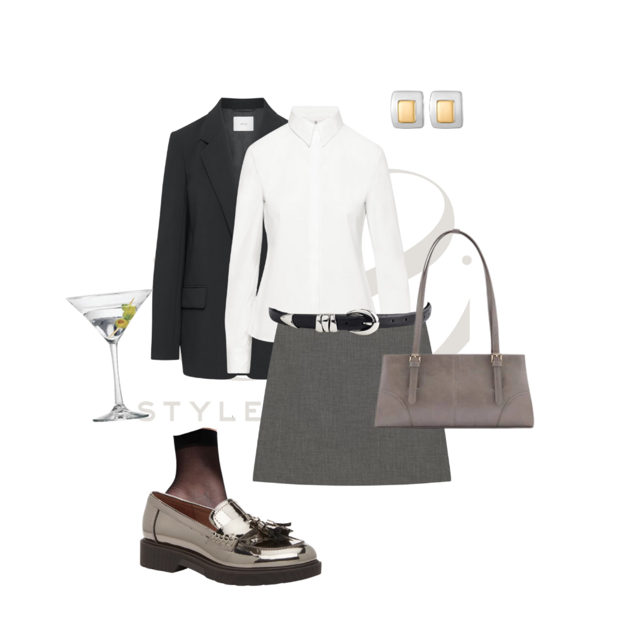 Aritzia Capsule Wardrobe; capsule wardrobe style; white button up, grey mini skirt, black blazer, loafers, suede bag


#LTKstyletip #LTKSeasonal #LTKsalealert
