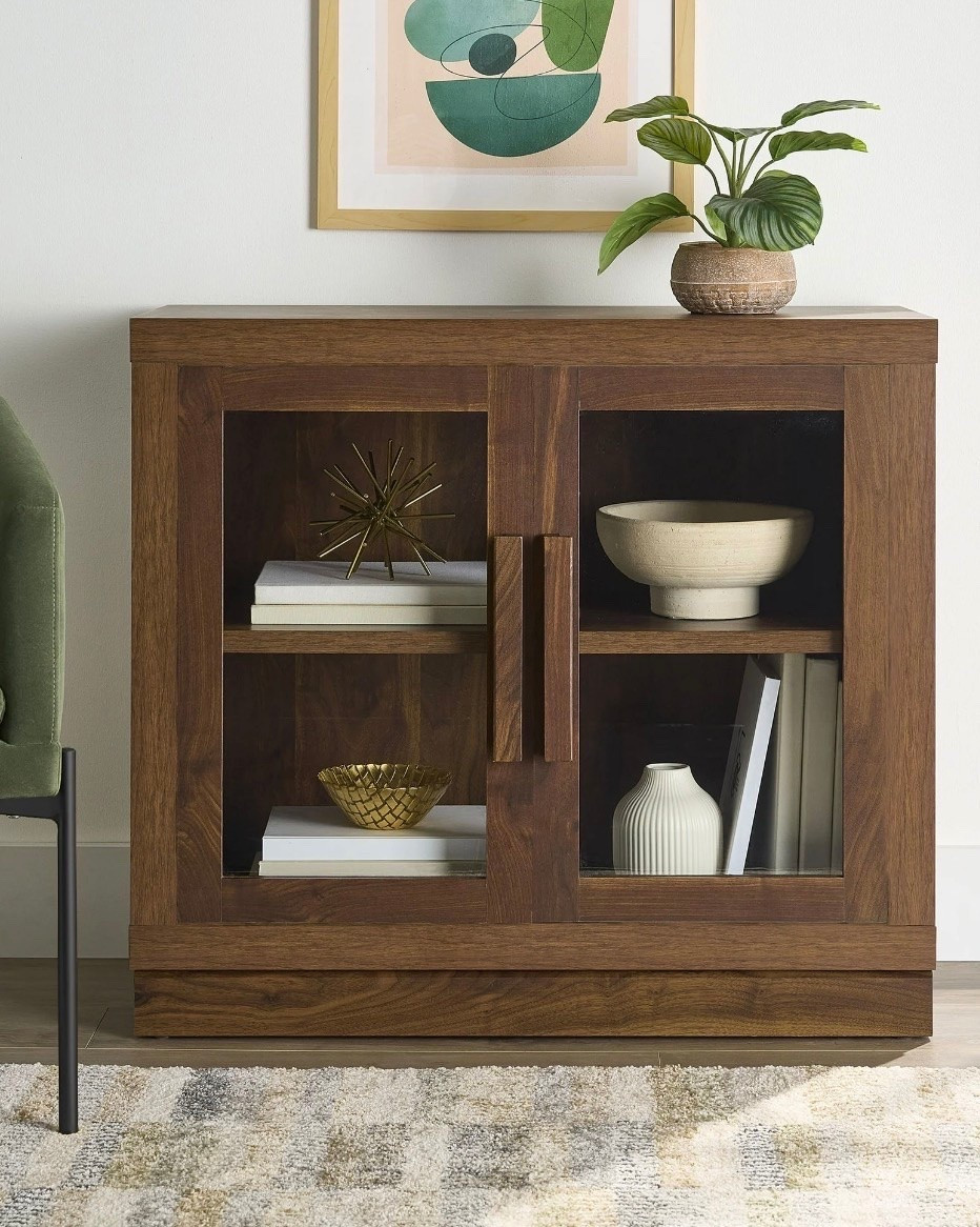 Walmart Better Homes & Gardens Ezra Accent Cabinet, Warm Walnut Finish, storage, living room, kitchen, home, furniture

#LTKHome