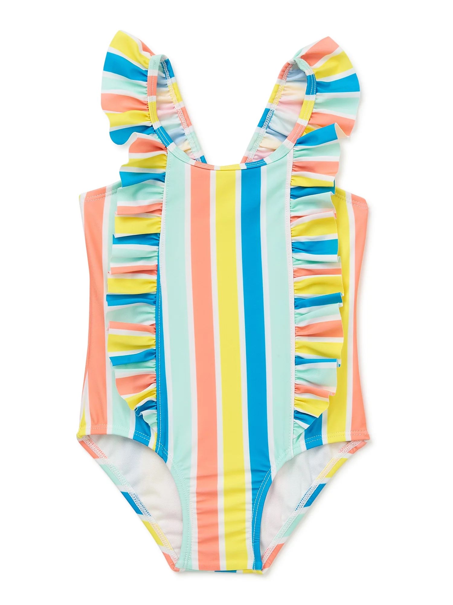 Wonder Nation Toddler Girl Stripe Swim One-Piece, Sizes 12M-5T | Walmart (US)