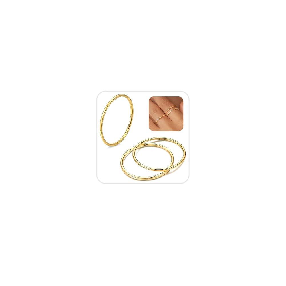 1mm 1/20 14K Gold Filled Rings for Women Non Tarnish Thin Dainty Stackable Gold Ring Pinky Thumb ... | Amazon (US)
