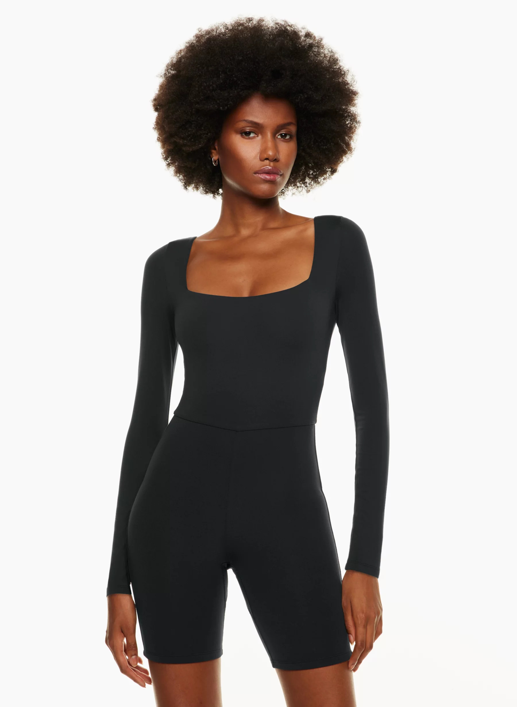 CONTOUR SQUARENECK LONGSLEEVE ROMPER | Aritzia