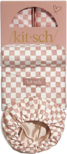 Kitsch XL Microfiber Hair Towel Wrap for Women - Blush Checker | Amazon (US)