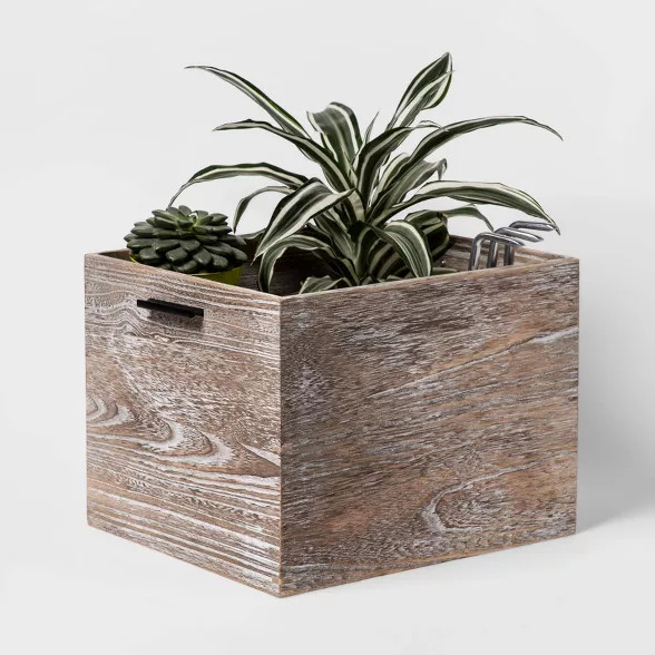 Large 11"x14" Decorative Light Wood Crate White Brown - Project 62™ | Target