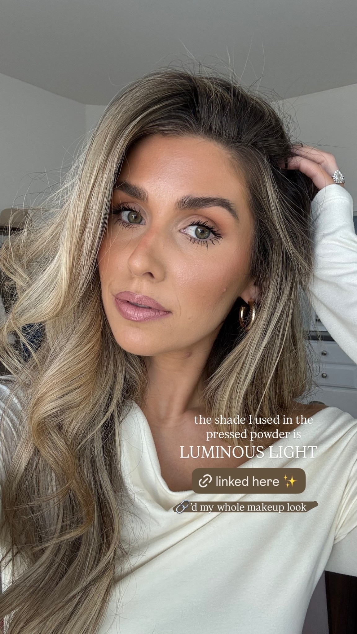 the shade I used in the pressed powder is  LUMINOUS LIGHT 🔗’d my whole makeup look