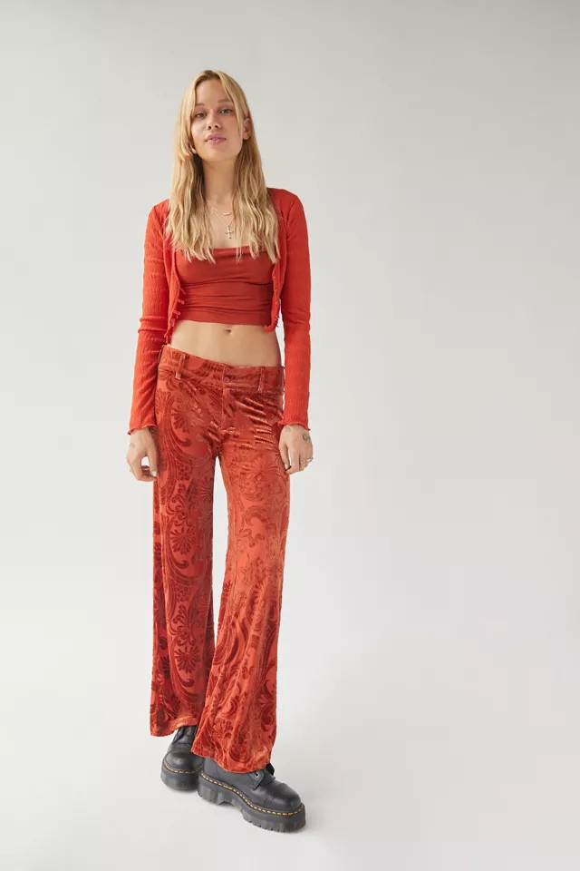 UO Isla Velvet Burnout Pant | Urban Outfitters (US and RoW)