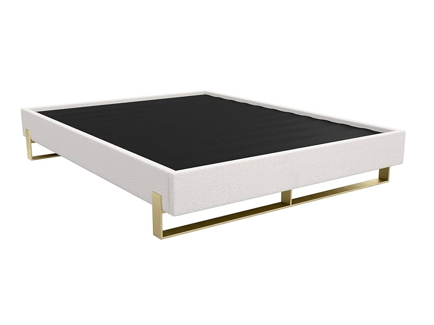 VANT Elevated Platform Bed - Burnished Brass - Queen Size - Boucle Ivory - Easy Assembly Bed Fram... | Amazon (US)
