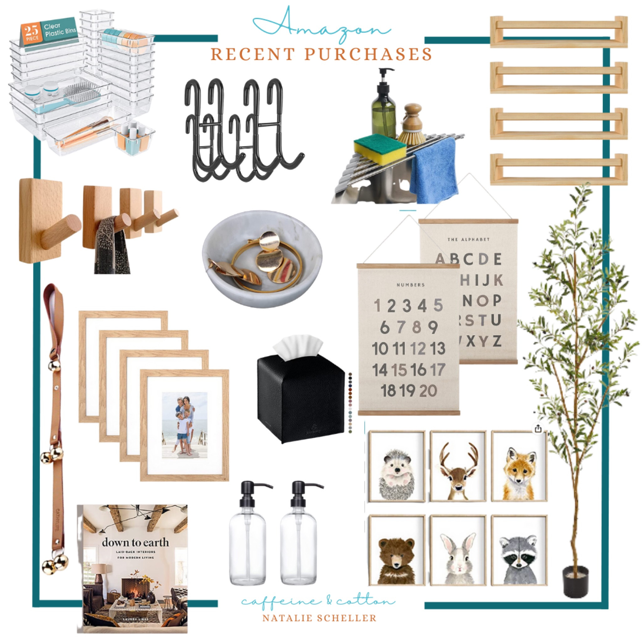 Some of my recent Amazon purchases for our new home! I bought this trending Kleenex box for each of our bathrooms and these black hooks to hang our towels in our master bedroom. This set of bookshelves was the perfect addition to Cal’s playroom and this marble dish looks expensive but is super affordable to hold your everyday jewelry or small trinkets! 

#LTKhome #LTKfamily #LTKunder100