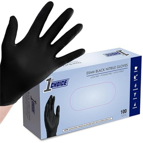 1st Choice Black Nitrile Gloves, 100 Small Black Gloves, Disposable Latex Free Exam Grade Black Gloves for Cooking - 3mil | Amazon (US)