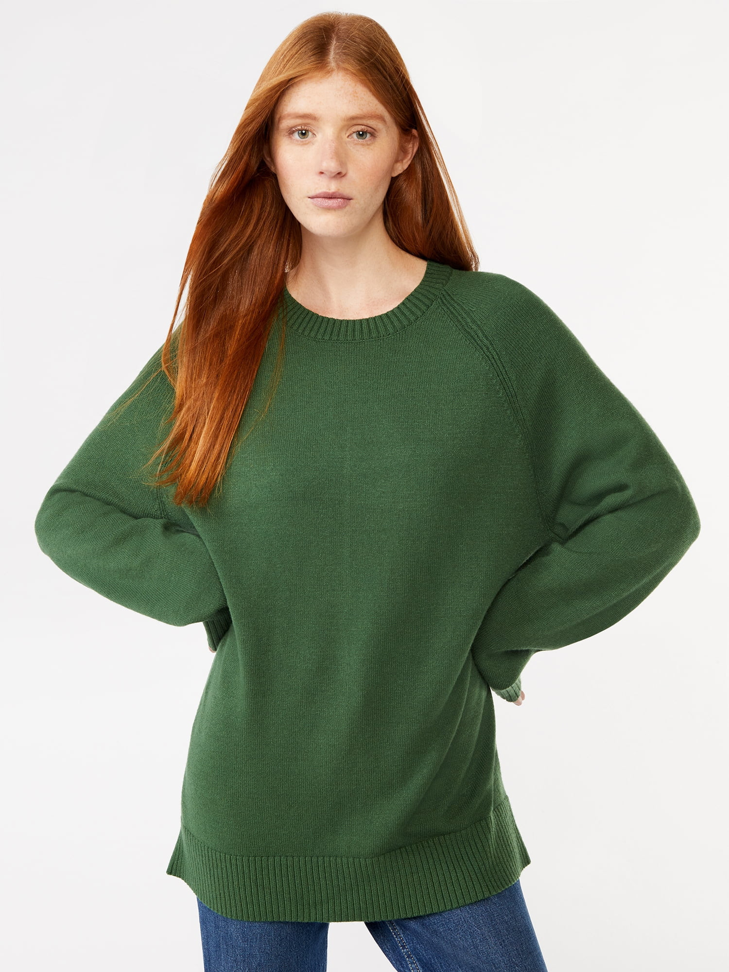 Free Assembly Women's Tunic Sweater with Long Raglan Sleeves, Midweight | Walmart (US)