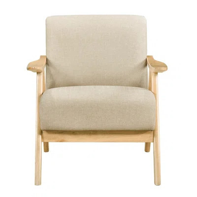 Brown Textured Chair With Solid Rubberwood Stylish Accent In And Cushion Back | Wayfair North America