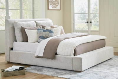 Cabalynn Queen Upholstered Bed, Light Brown | Ashley