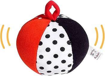 Soft Plush Baby Ball in High Contrast Colors, O Ball Shape with Jingle Bell Sound, 4" Diameter, P... | Amazon (US)