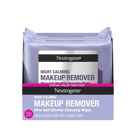Neutrogena Makeup Remover Night Calming Wipes & Face Cleansing Towelettes, 25 Count, 2 Pack Face Wipes | Walmart (US)