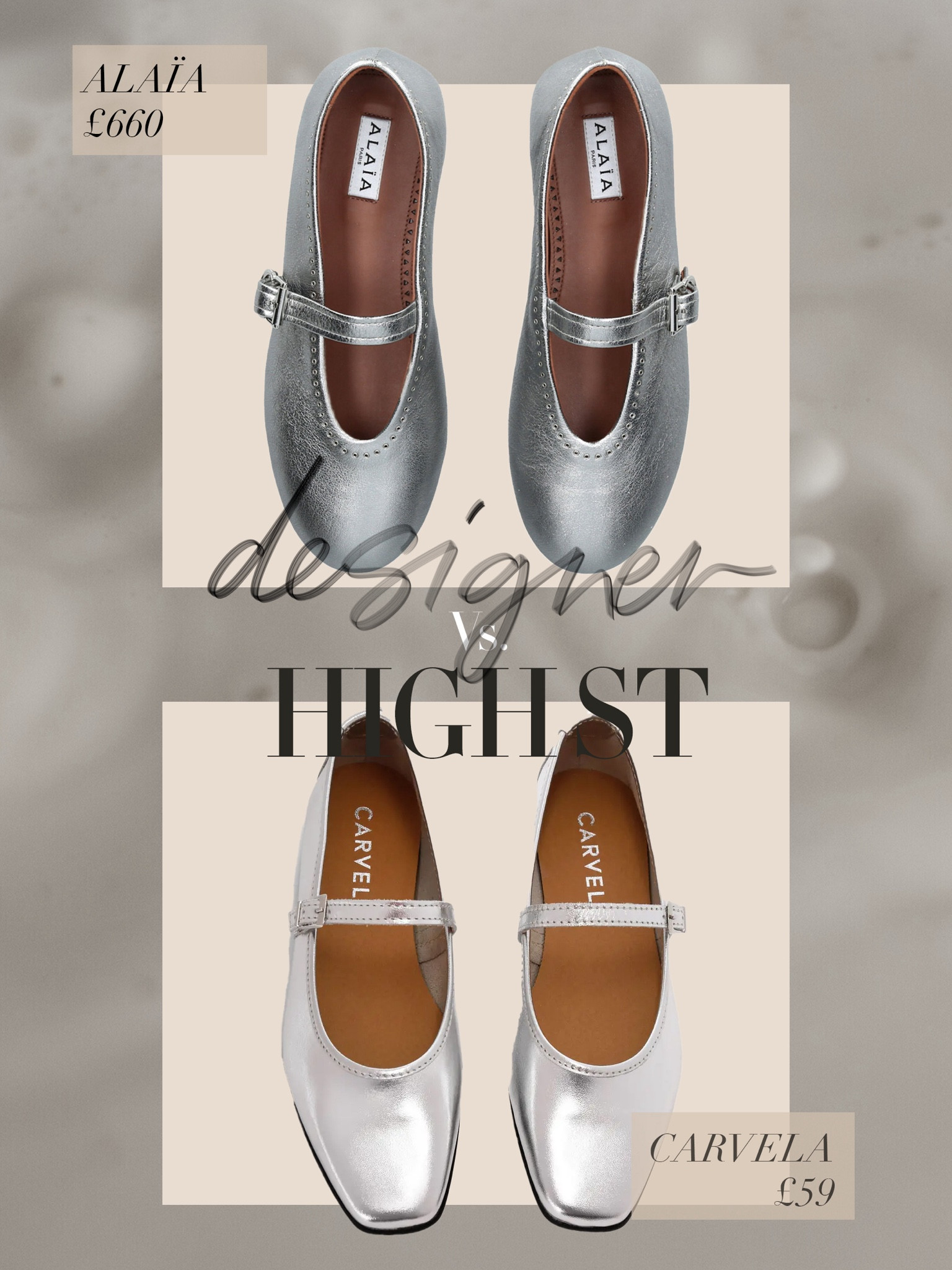 Alaïa Vs Carvela 🩶🩶 I’ve also linked to some mid range price points too.
Splurge vs save | Credit vs debit | Silver ballet slippers | Metallic ballerina pumps | Buckle Mary Jane shoes | Mirror flats | Alaia dupes | Designer shoes 

#LTKuk #LTKsummer #LTKshoes