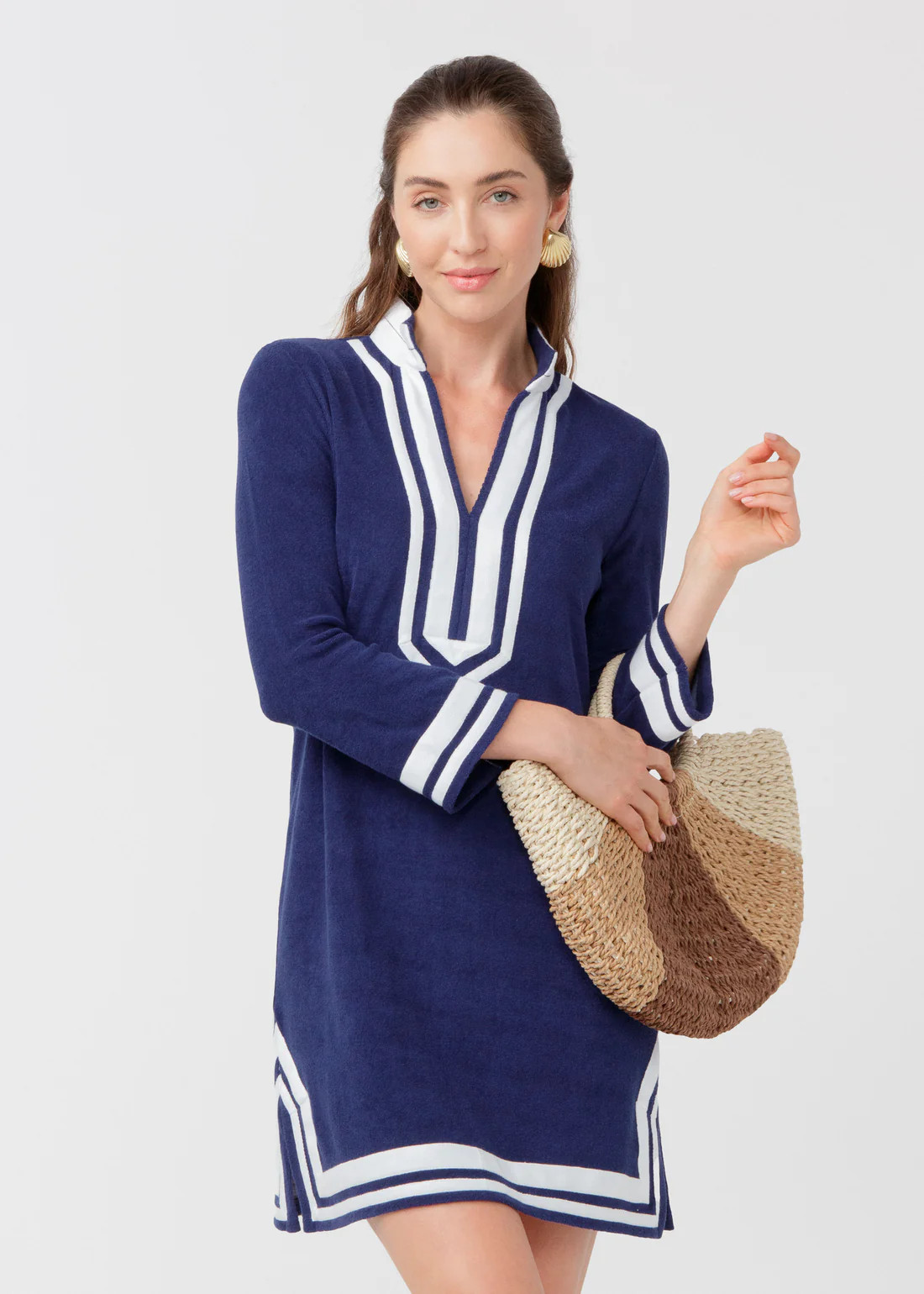 Navy/White Terry Tunic Dress | Cabana Life