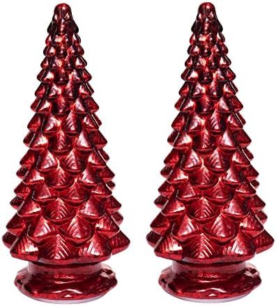 Glass Christmas Tree, 2PCS Lighted Mercury Glass Tabletop Christmas Tree Decoration for Party Cer... | Amazon (US)