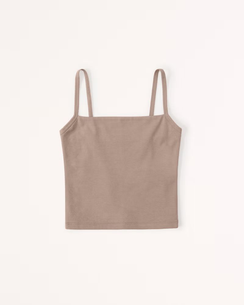 Cotton Seamless Fabric Straight-Neck Cami | Abercrombie & Fitch (US)