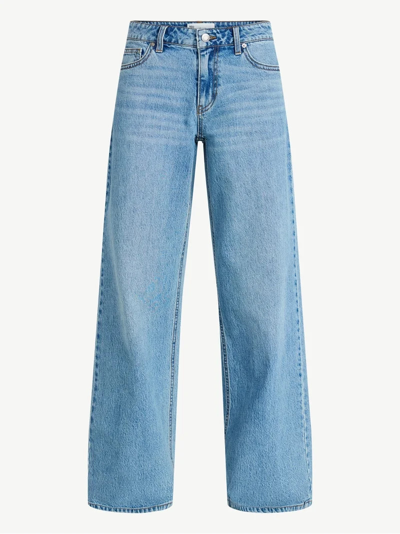 No Boundaries Mid-Rise Baggy Jeans, 31" Inseam, Women's & Women's Plus Sizes 00-24W | Walmart (US)