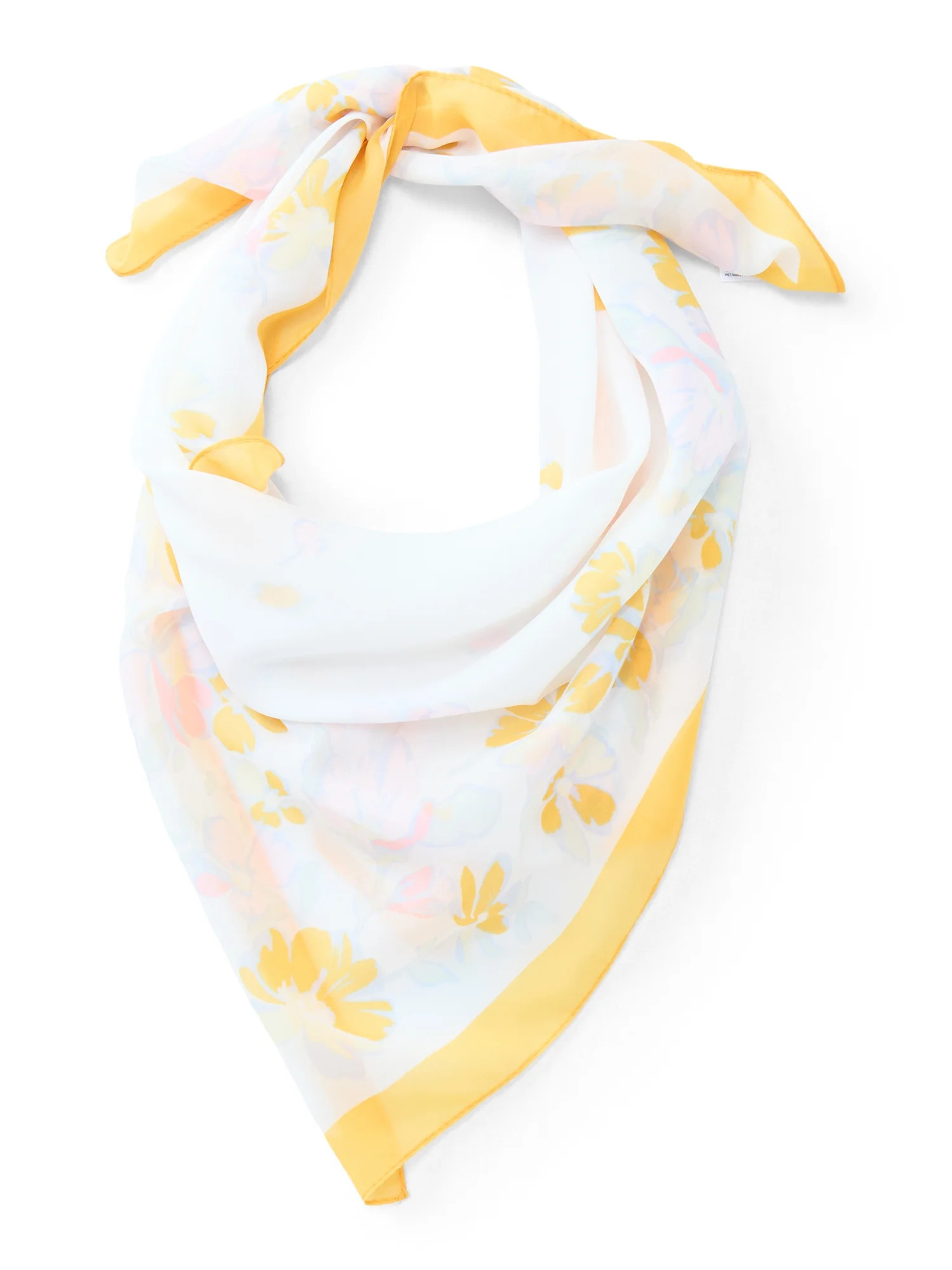 Time and Tru Women's Floral Print Square Scarf with Sheer Lightweight Design | Walmart (US)