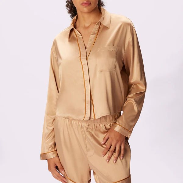 Dream Longsleeve Button Up | Luxe Satin (Toasted Almond) | Parade