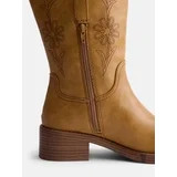 No Boundaries Women's Floral Embroidered Block Heel Boots | Walmart (US)