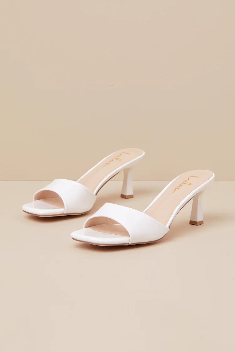 Honorine White Patent High Heel Slide Sandals | Lulus