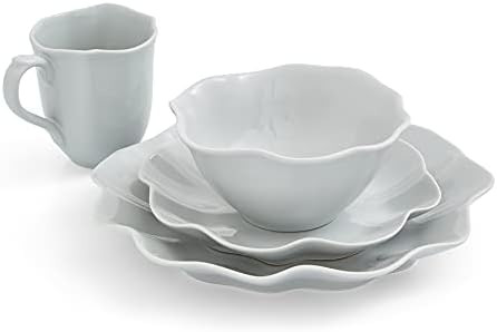 Portmeirion Sophie Conran Floret 4 Piece Place Setting, Stoneware, Service for 1, Dove Grey | Amazon (US)