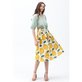 Summer Cool Lemon A-Line Midi Skirt | Chicwish