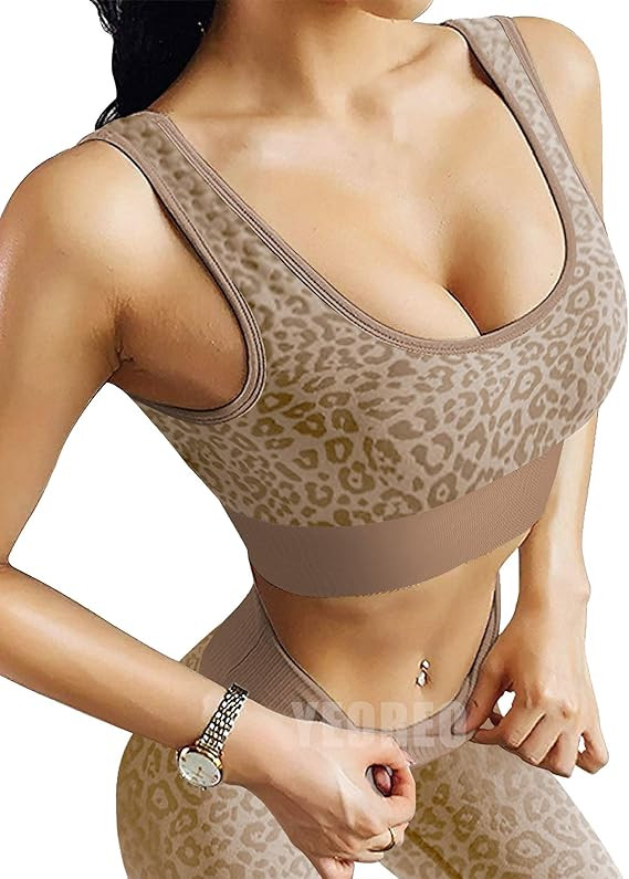 YEOREO Yoga Outfit for Women Seamless 2 Piece Workout Gym High Waist Snake Print Leggings with Sp... | Amazon (US)