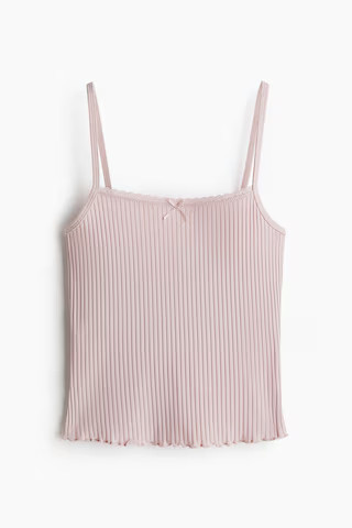 H & M - Lace-Trimmed Strappy Top - Light Dusty Pink | H&M (US + CA)