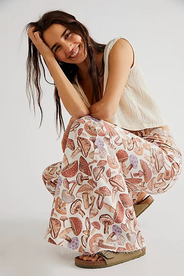 Just Float On Printed Flare Jeans by We The Free at Free People, Mushroom Magic, 26 | Free People (Global - UK&FR Excluded)