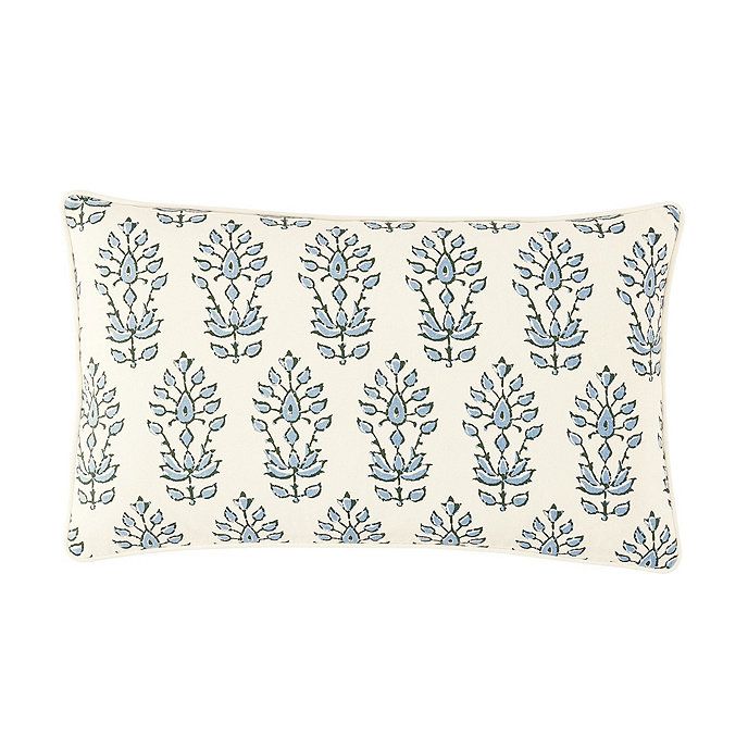 Annie Floral Block Print Cotton Throw Pillow Cover with Down Insert | Ballard Designs, Inc.
