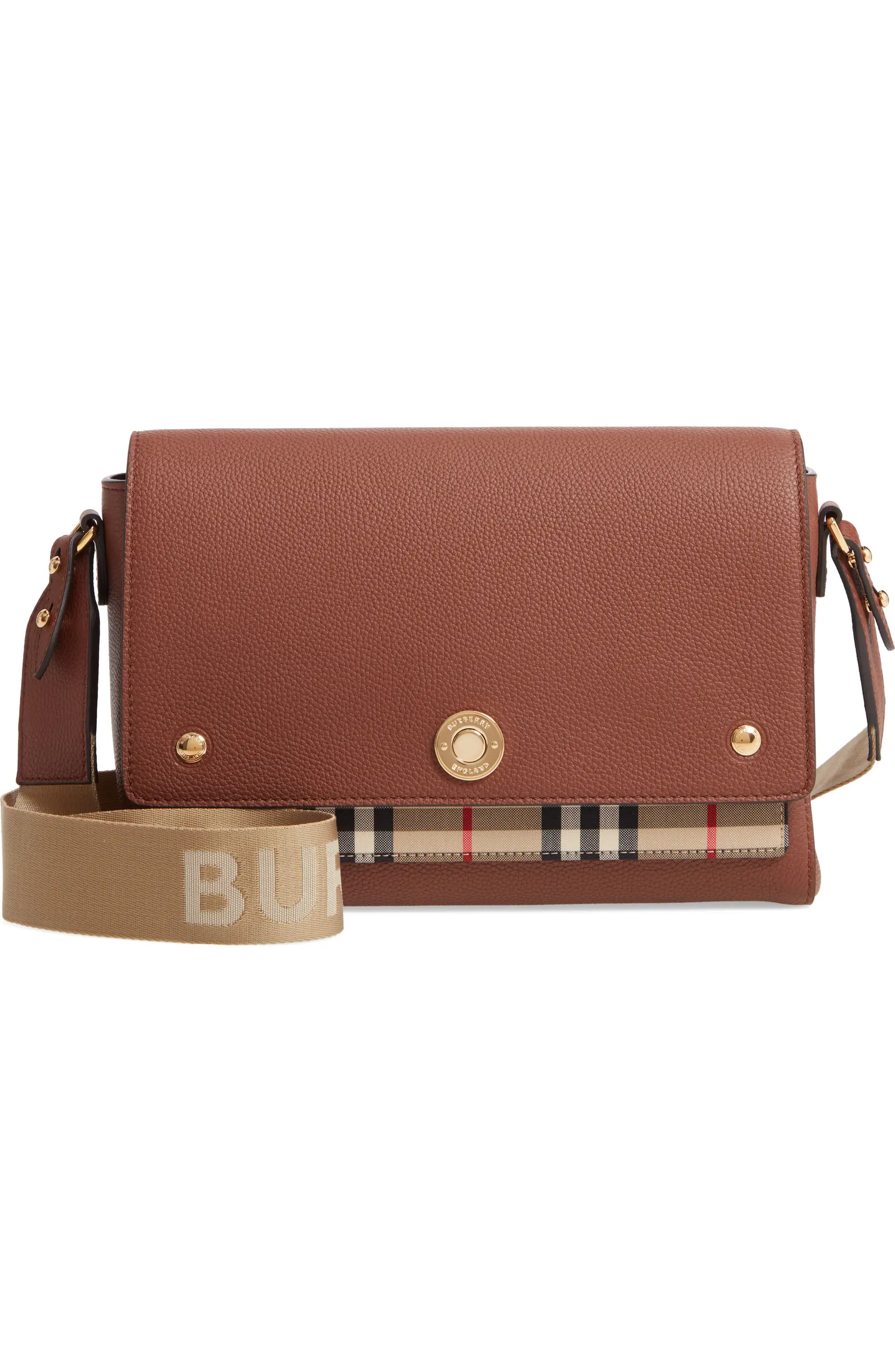 Burberry Note Leather & Vintage Check Crossbody Bag | Nordstrom | Nordstrom