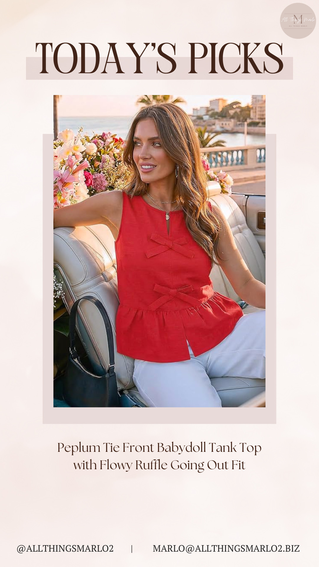 Peplum Tie Front Babydoll Tank Top with Flowy Ruffle Going Out Fit 

 #LTKSeasonal #LTKWorkwear #LTKTravel