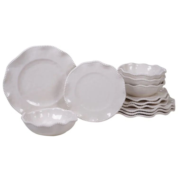 Perlette 12 Piece Melamine Dinnerware Set, Service For 4 | Wayfair North America