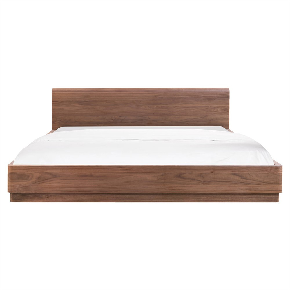 Rex Rustic Brown Walnut Wood Platform Bed - Queen | Kathy Kuo Home