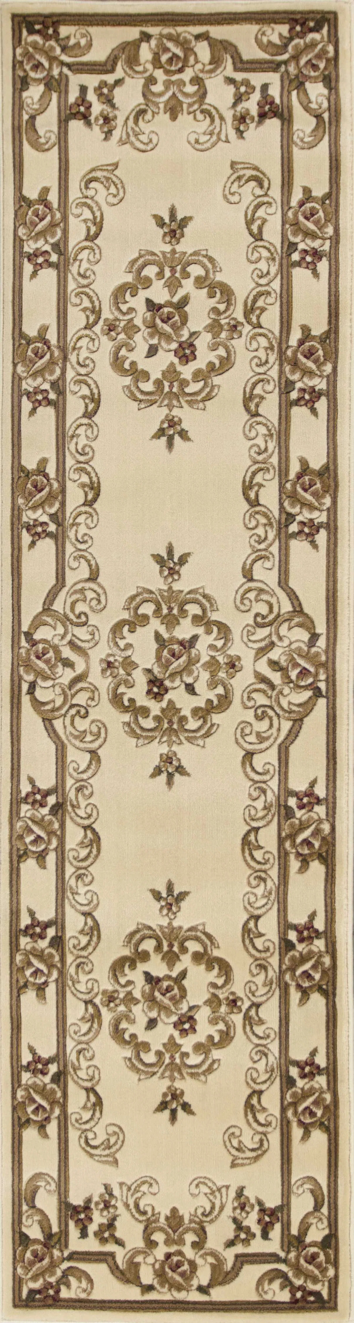 3''X5'' Ivory Machine Woven Hand Carved Floral Medallion Indoor Area Rug | Wayfair North America