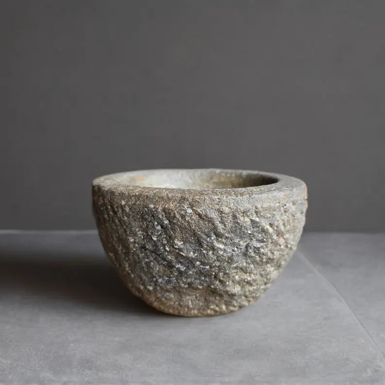 Hand Carved Rustic Stone Bowl: Farmhouse Centerpiece Decor - Etsy | Etsy (US)