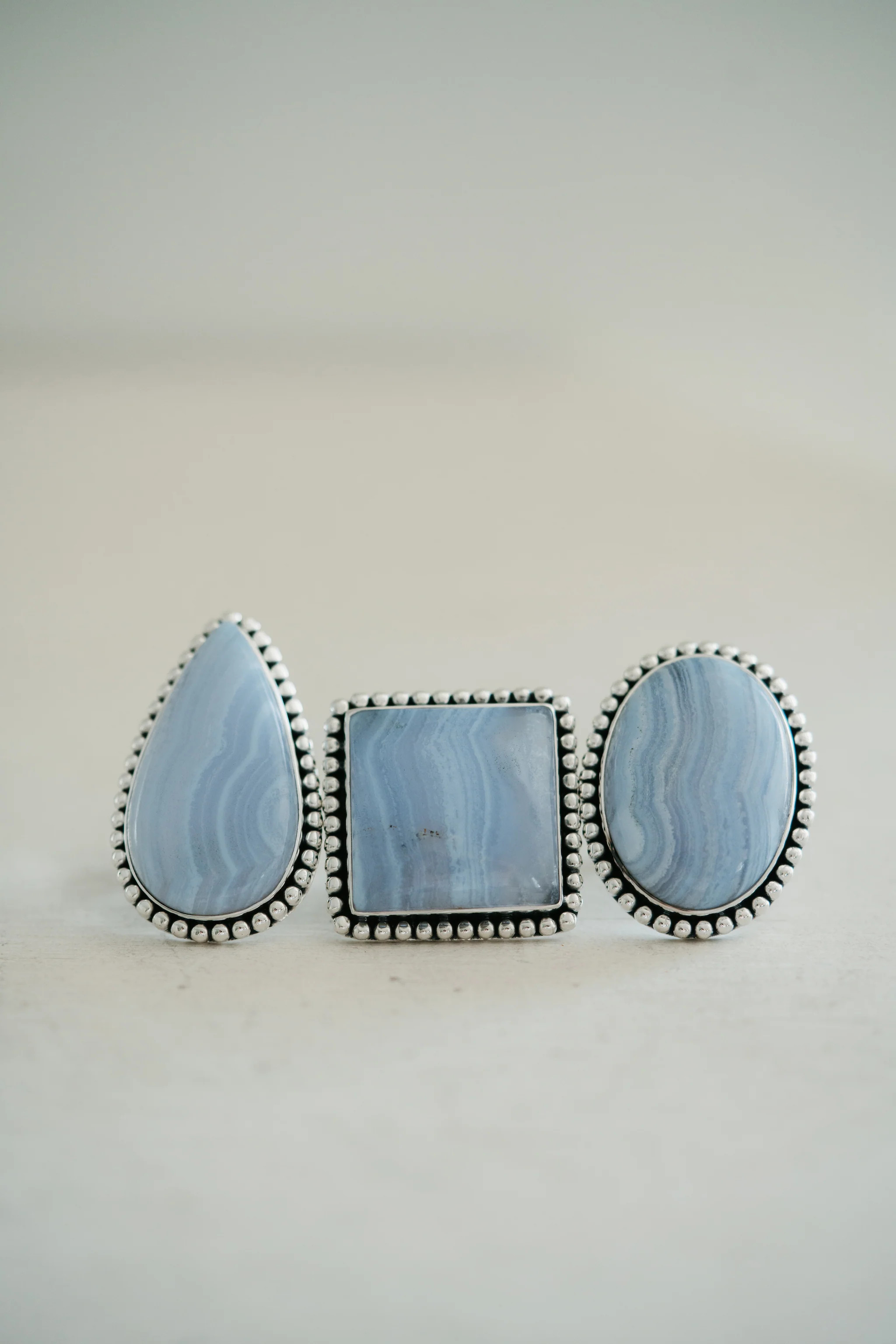 Lizzy Ring | Blue Lace Agate | Goldie Lew Jewelry