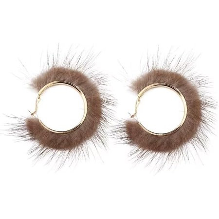 Pom Pom Hoop Earrings for Women Winter Earrings C Shaped Earrings Endless Circle Earrings Holiday Earrings Cute Fluffy Pom Pom Earrings Christmas Jewelry Gifts for Girls | Walmart (US)