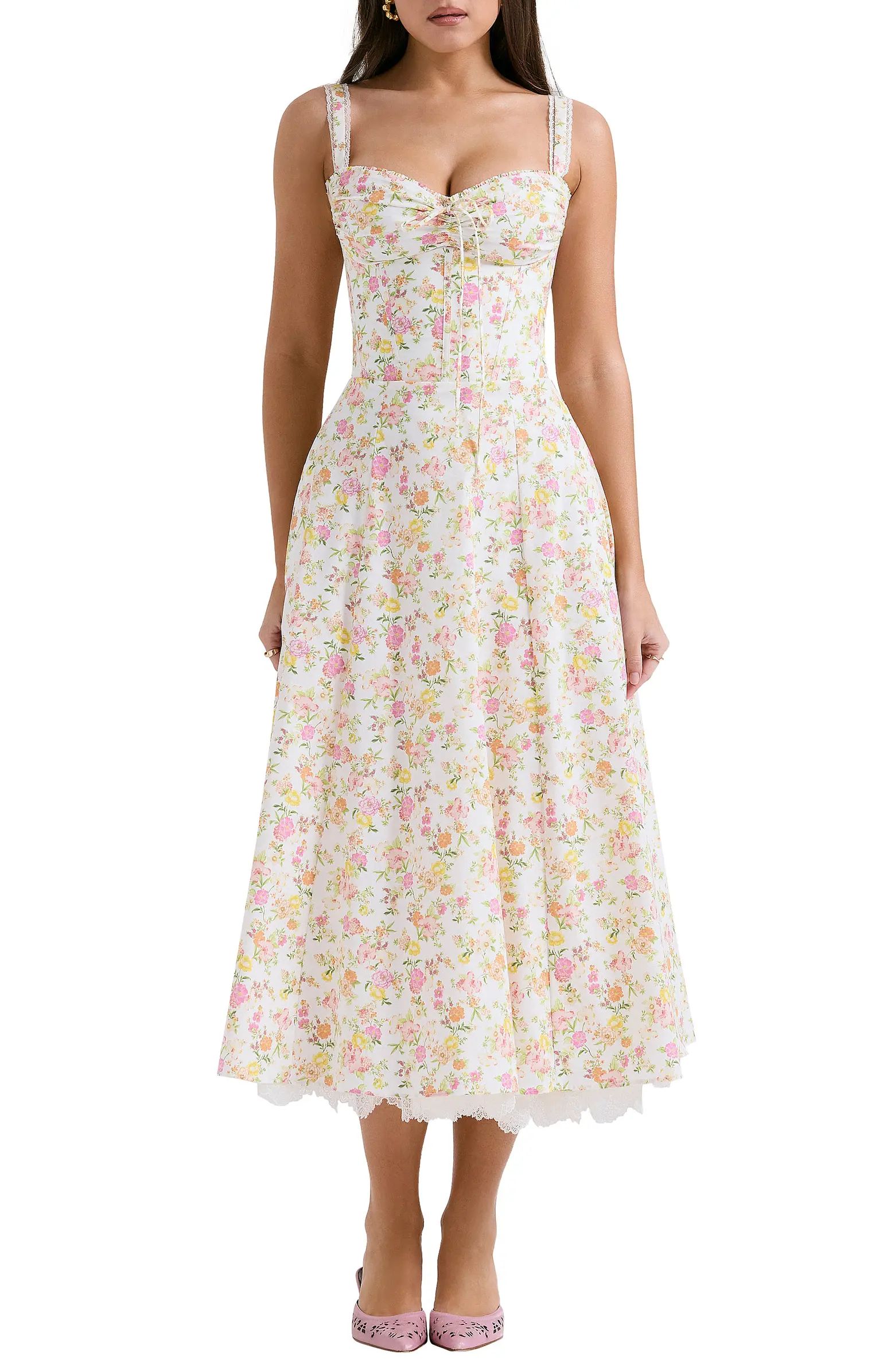 HOUSE OF CB Rosalee Floral Stretch Cotton Petticoat Dress | Nordstrom | Nordstrom